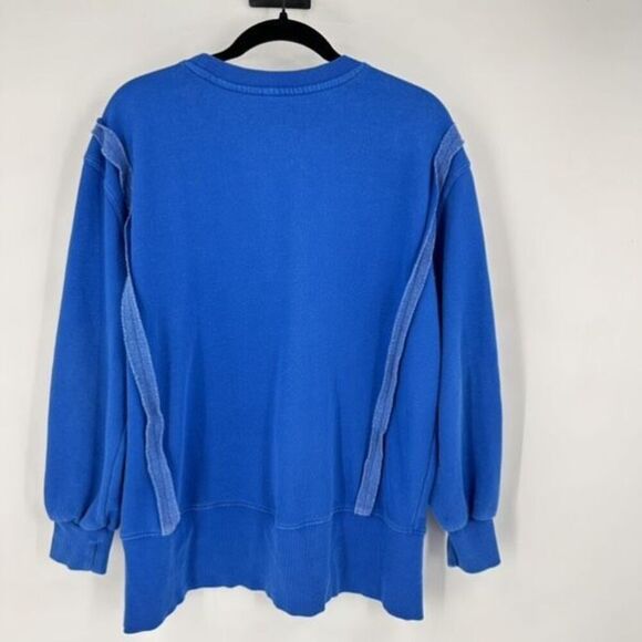 Goodie Two Sleeves Royal Blue Oversized Lake Tahoe Raw Seam Sweatshirt Medium - Picture 7 of 10